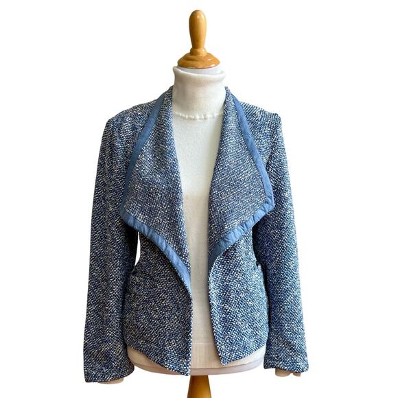 Talbots Tweed Open Front Blue Blazer Jacket XL Petite - Picture 1 of 8